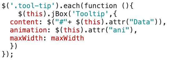 Tool tip java script code
